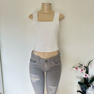 S - American Eagle - white ribbed tank top crop top